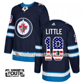 Lasten NHL Winnipeg Jets Pelipaita Bryan Little 18 Adidas 2017-2018 MarineSininen USA Flag Fashion Authentic